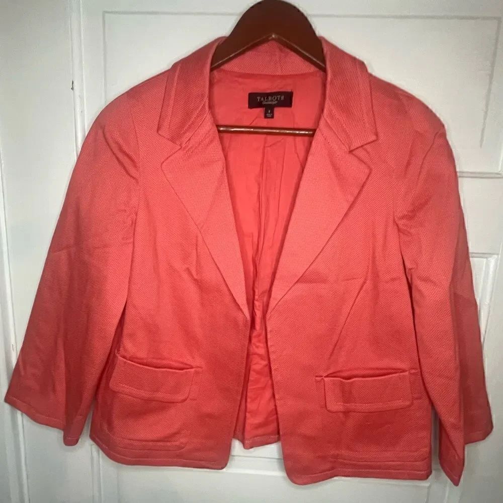 Talbots Cotton Blend Jacket 3/4 Length Sleeve Size 8